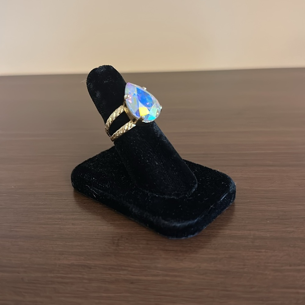 Sorrelli Goldtone Teardrop Shaped Aurora Borealis Crystal Ring